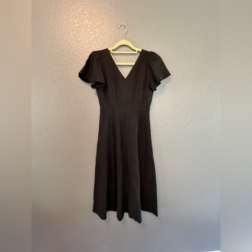 J. Crew Linen-Blend Midi Dress - NWT - 0 - Black - Picture 3 of 4
